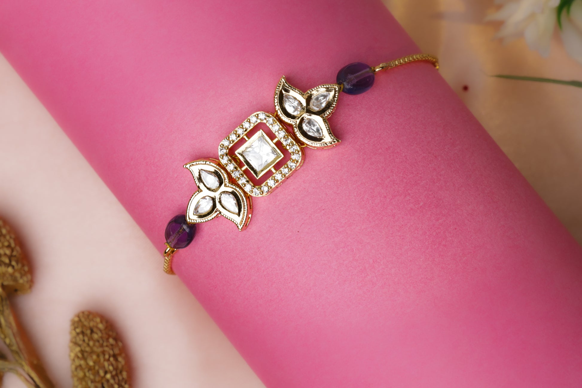 Kundan Charm Bracelet with Beads