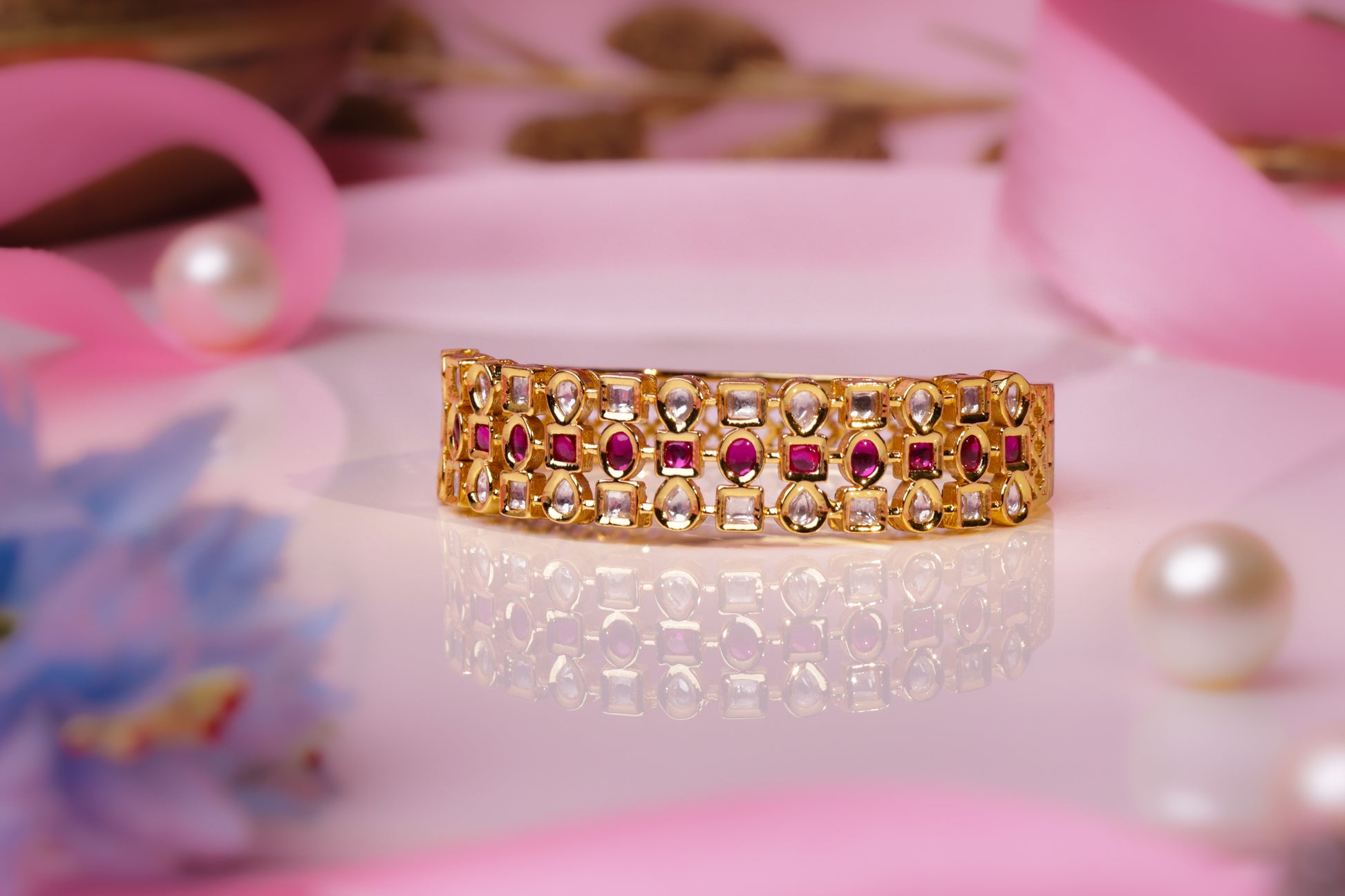 Royal Ruby & Kundan Gold Bangle