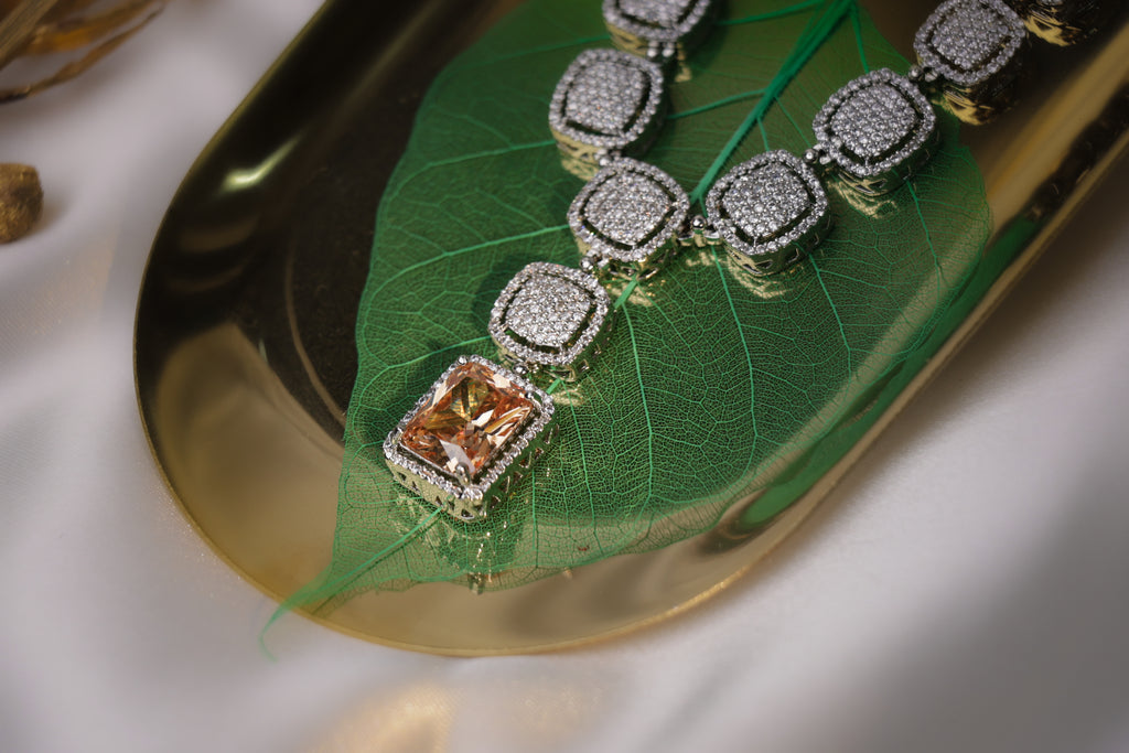 White Stone Crystal Necklace Set