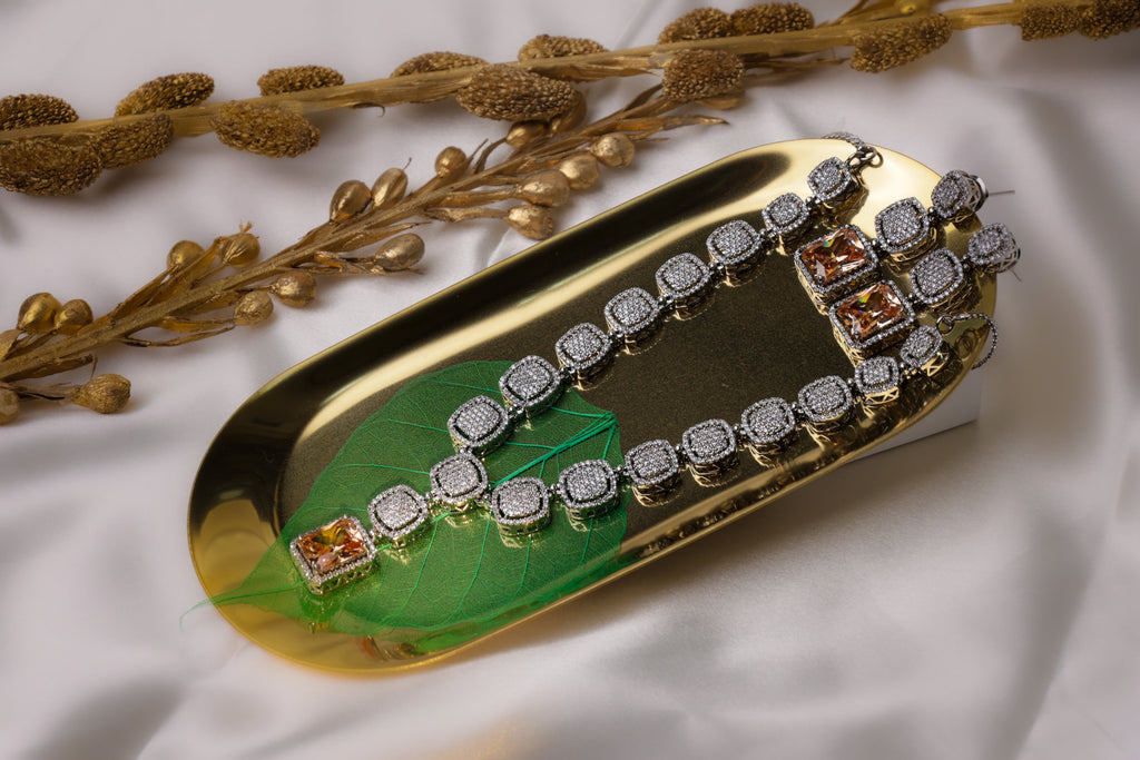 White Stone Crystal Necklace Set