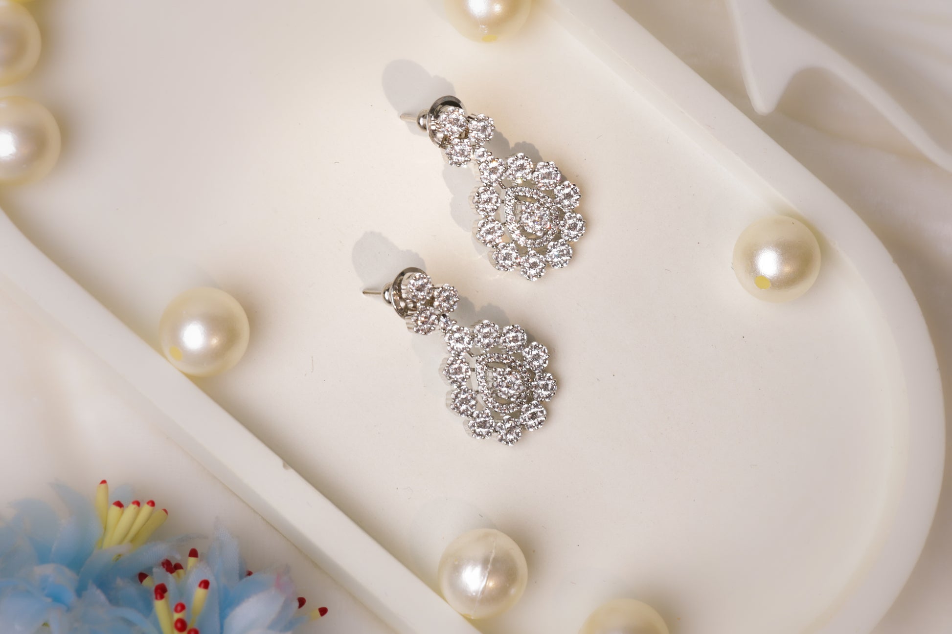 Elegant Silver-Toned Stone Necklace Set