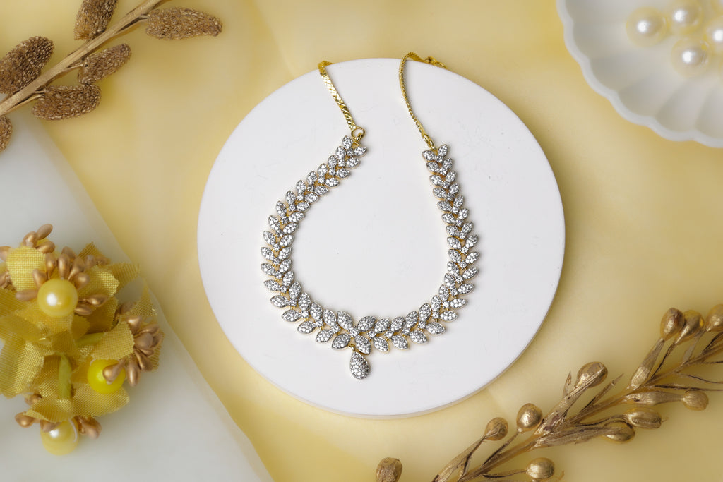 Luxurious Crystal Leaf Necklace Set