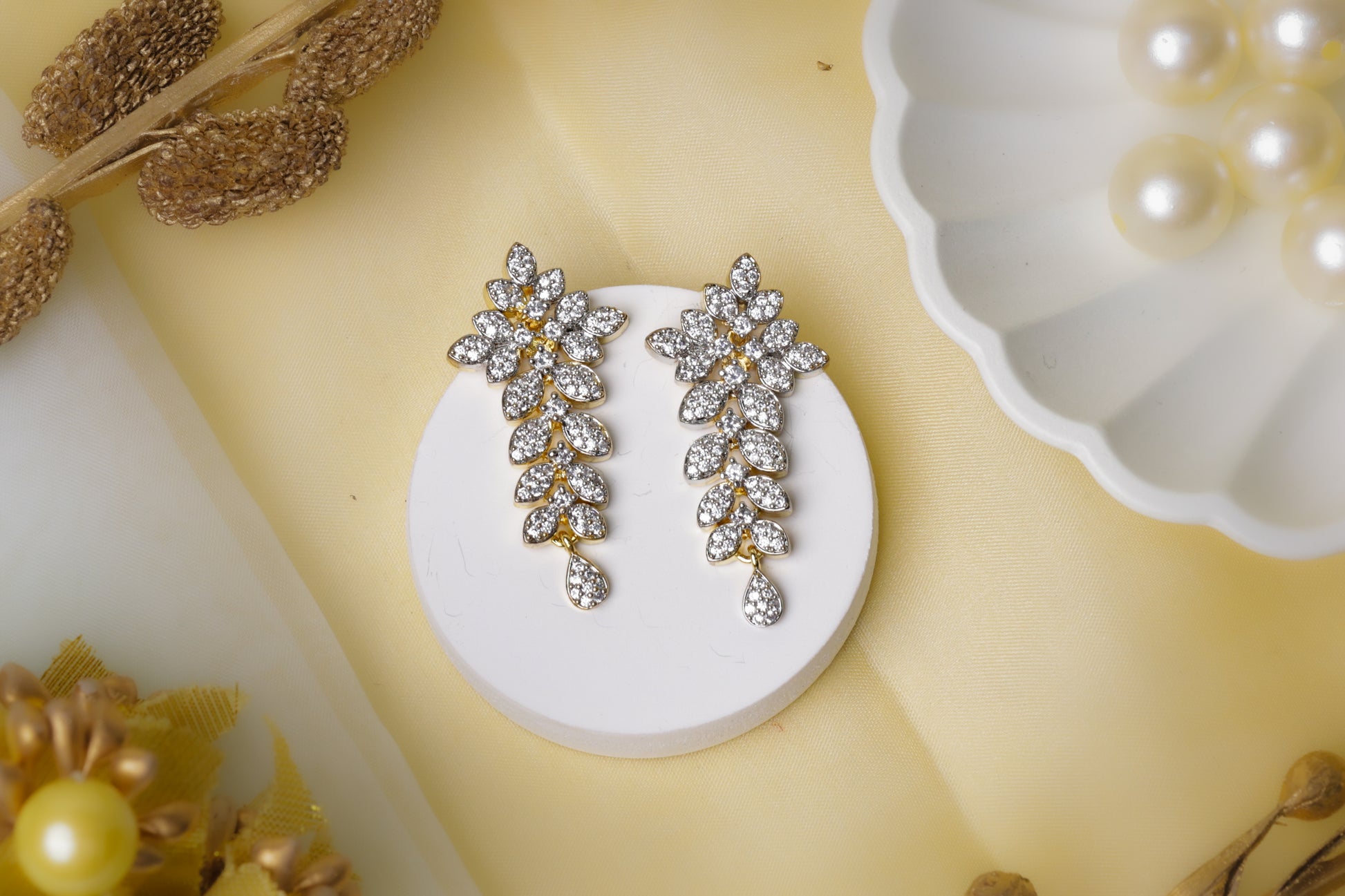 Luxurious Crystal Leaf Necklace Set