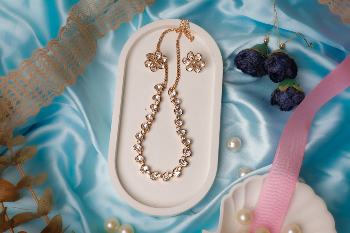 Classic Floral Moissanite Necklace Set