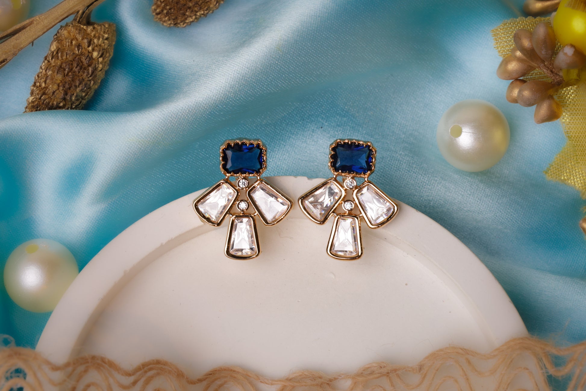 Royal Blue and Kundan Stone Necklace Set