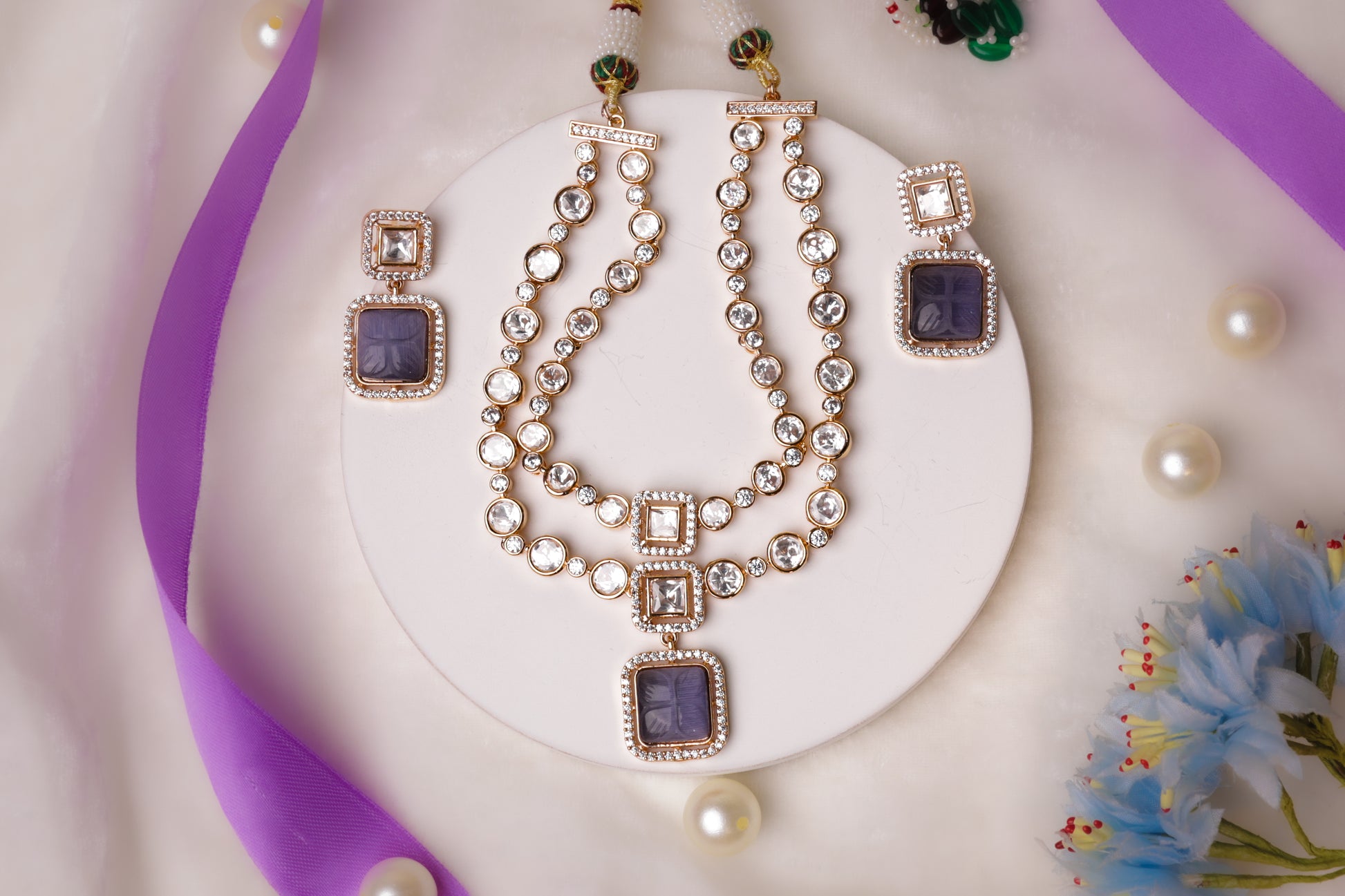 Elegant Dual-Layer Crystal Necklace Set