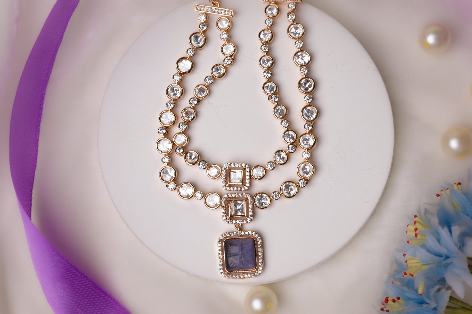 Elegant Dual-Layer Crystal Necklace Set