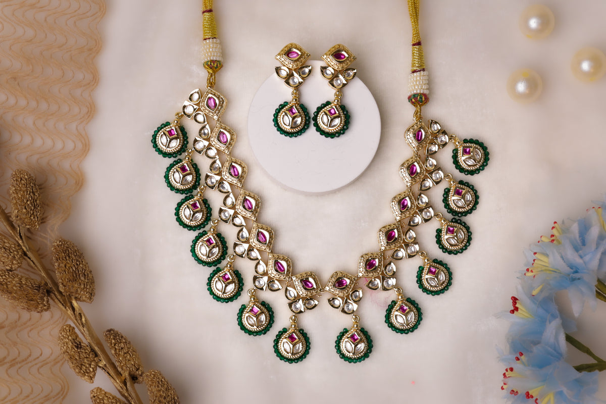 Royal Kundan Necklace Set with Emerald & Ruby