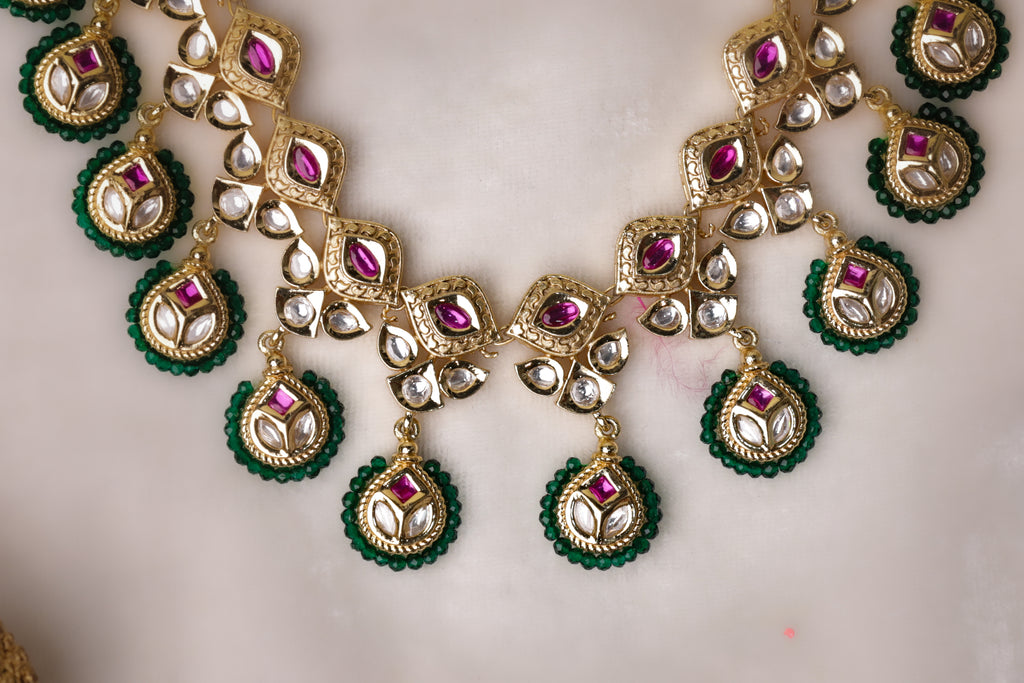 Royal Kundan Necklace Set with Emerald & Ruby