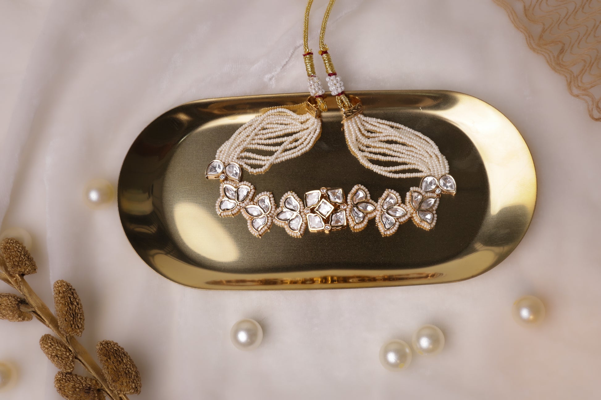 Elegant Kundan & Pearl Choker Necklace