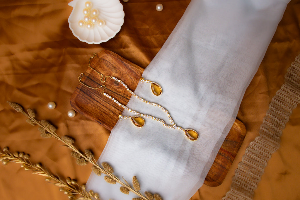 White Stone Necklace with Yellow Pendant