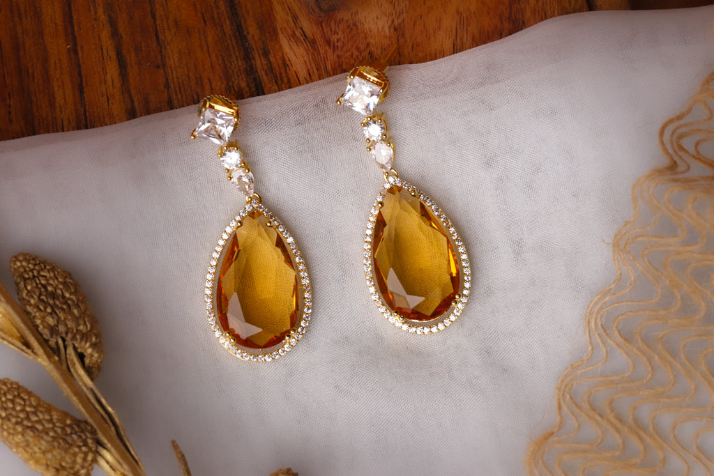 White Stone Necklace with Yellow Pendant