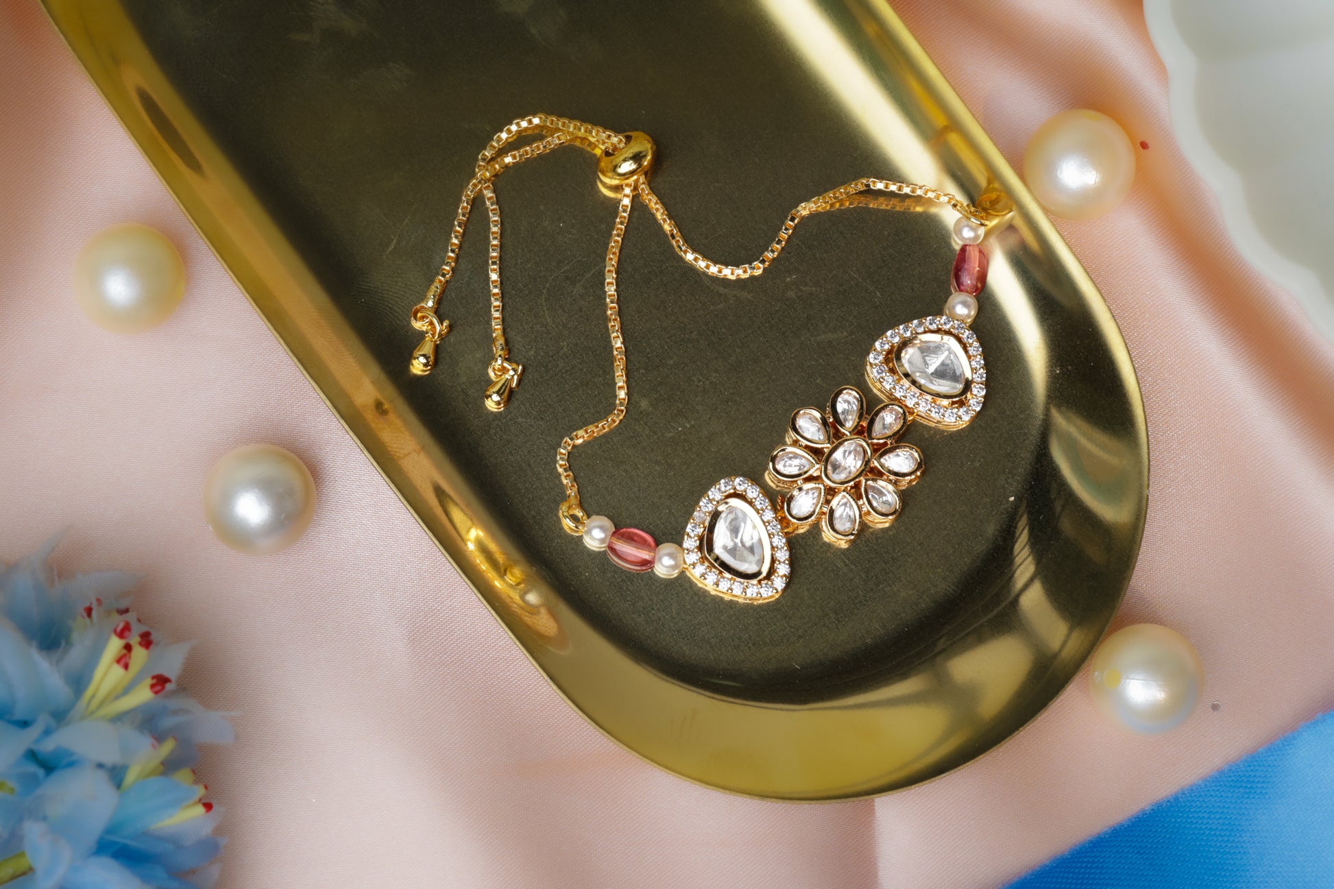 Regal Kundan Blossom Bracelet