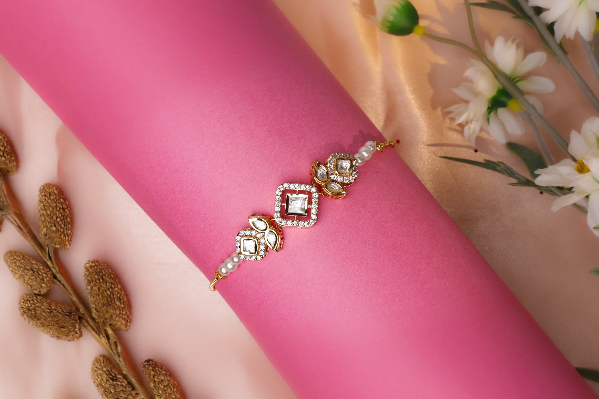Regal Kundan Pearl Bracelet
