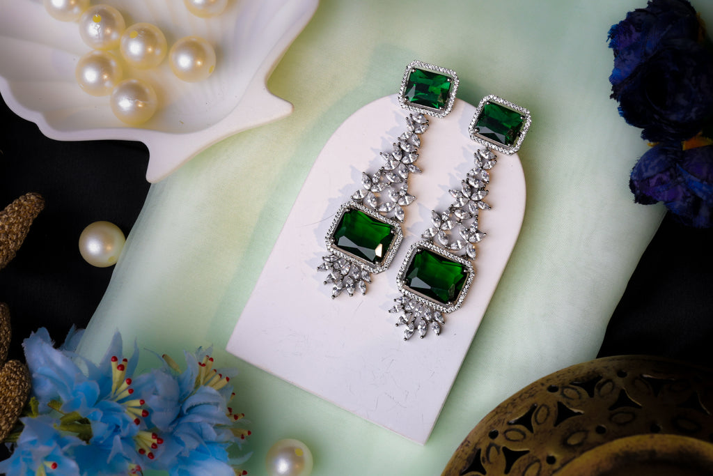 Emerald Elegance Statement Earrings