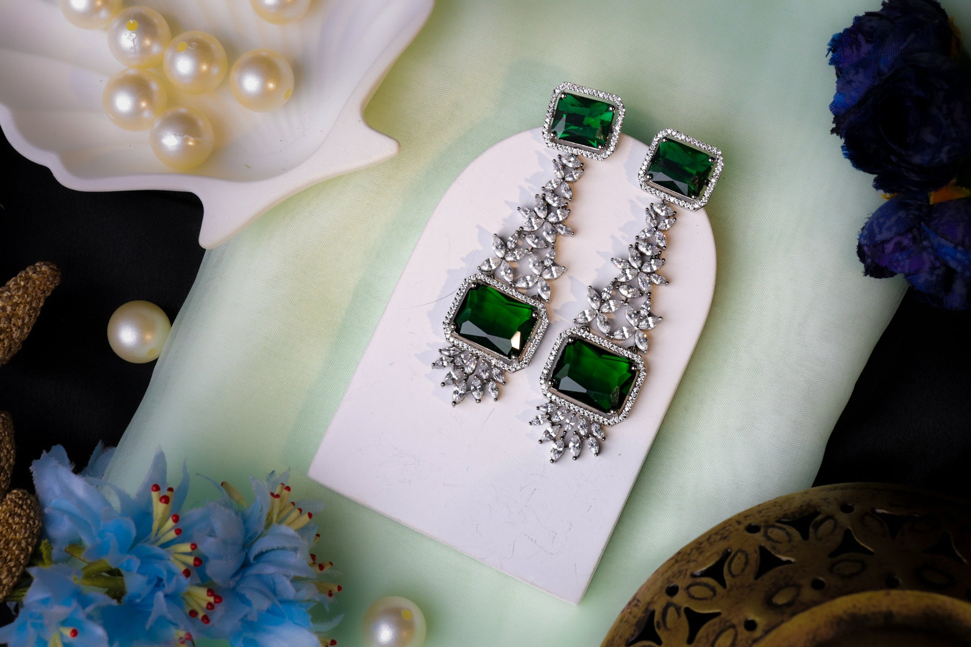 Emerald Elegance Statement Earrings