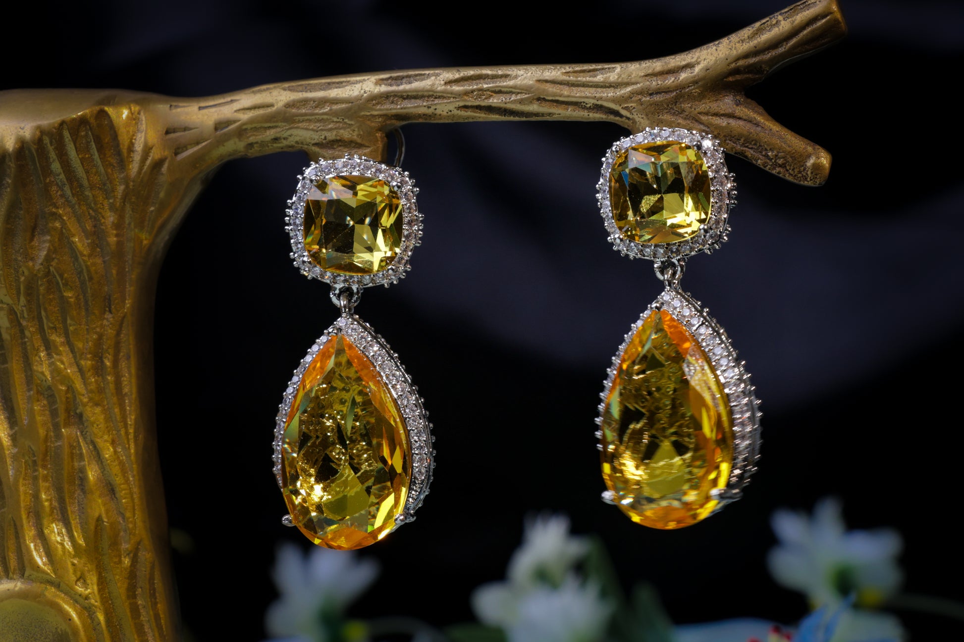 Radiant and Diamond Drop Earrings
