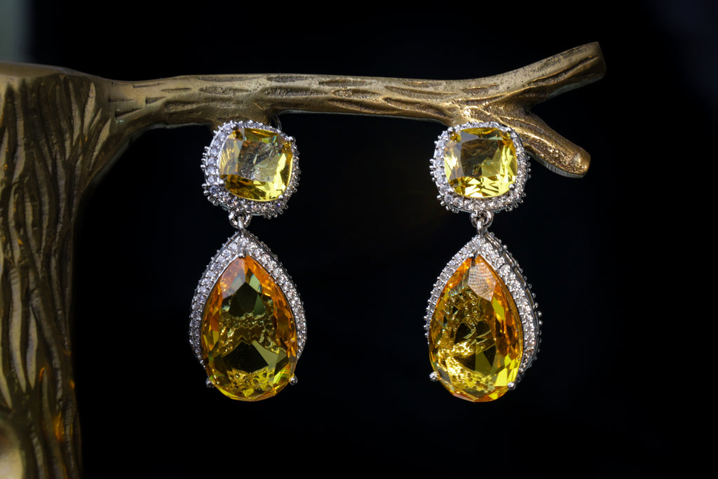 Radiant and Diamond Drop Earrings