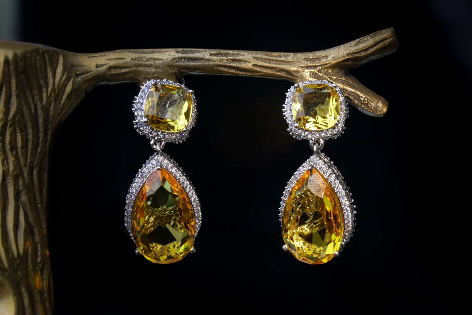Radiant and Diamond Drop Earrings