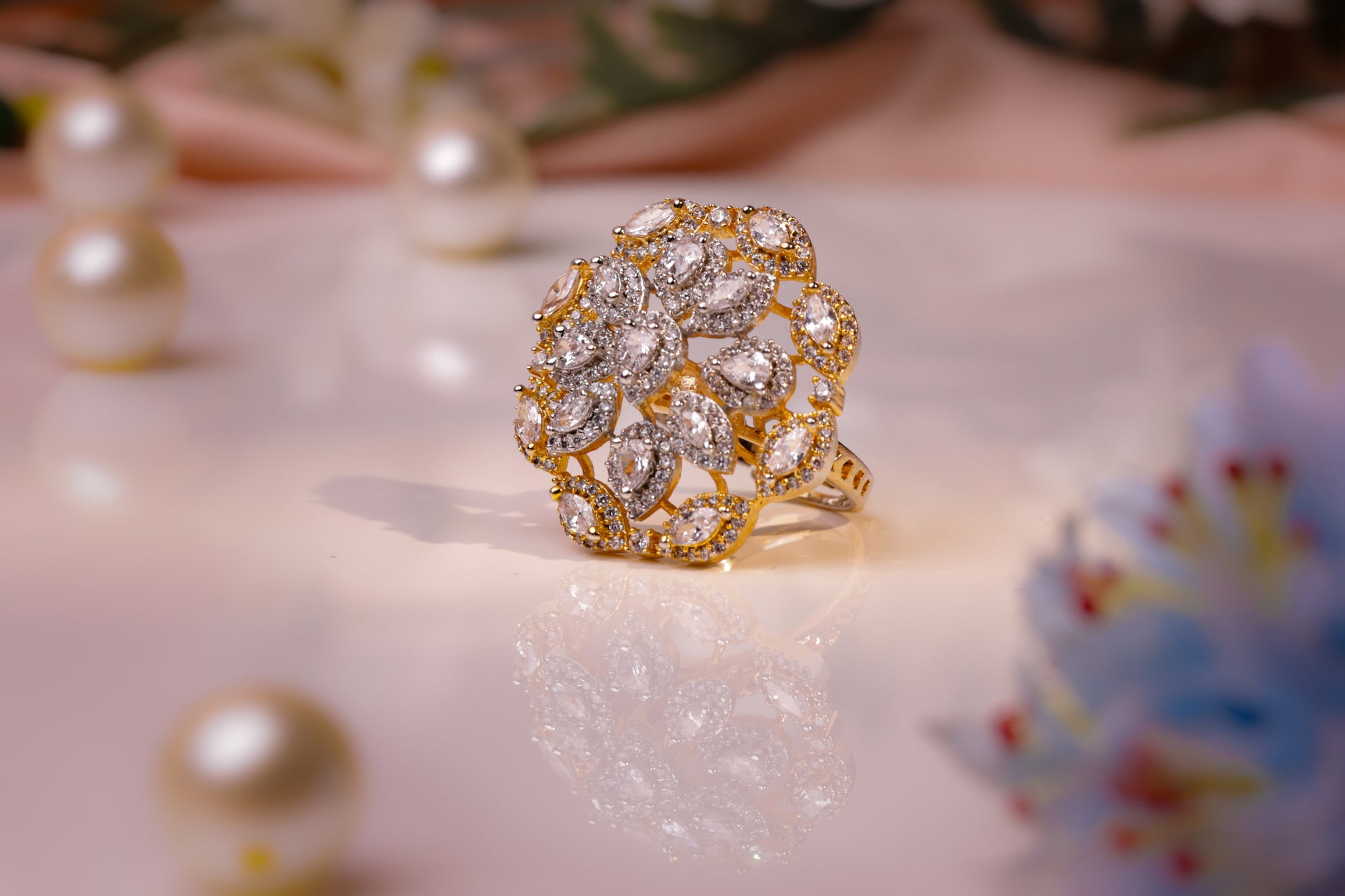 Floral Diamond Cocktail Ring