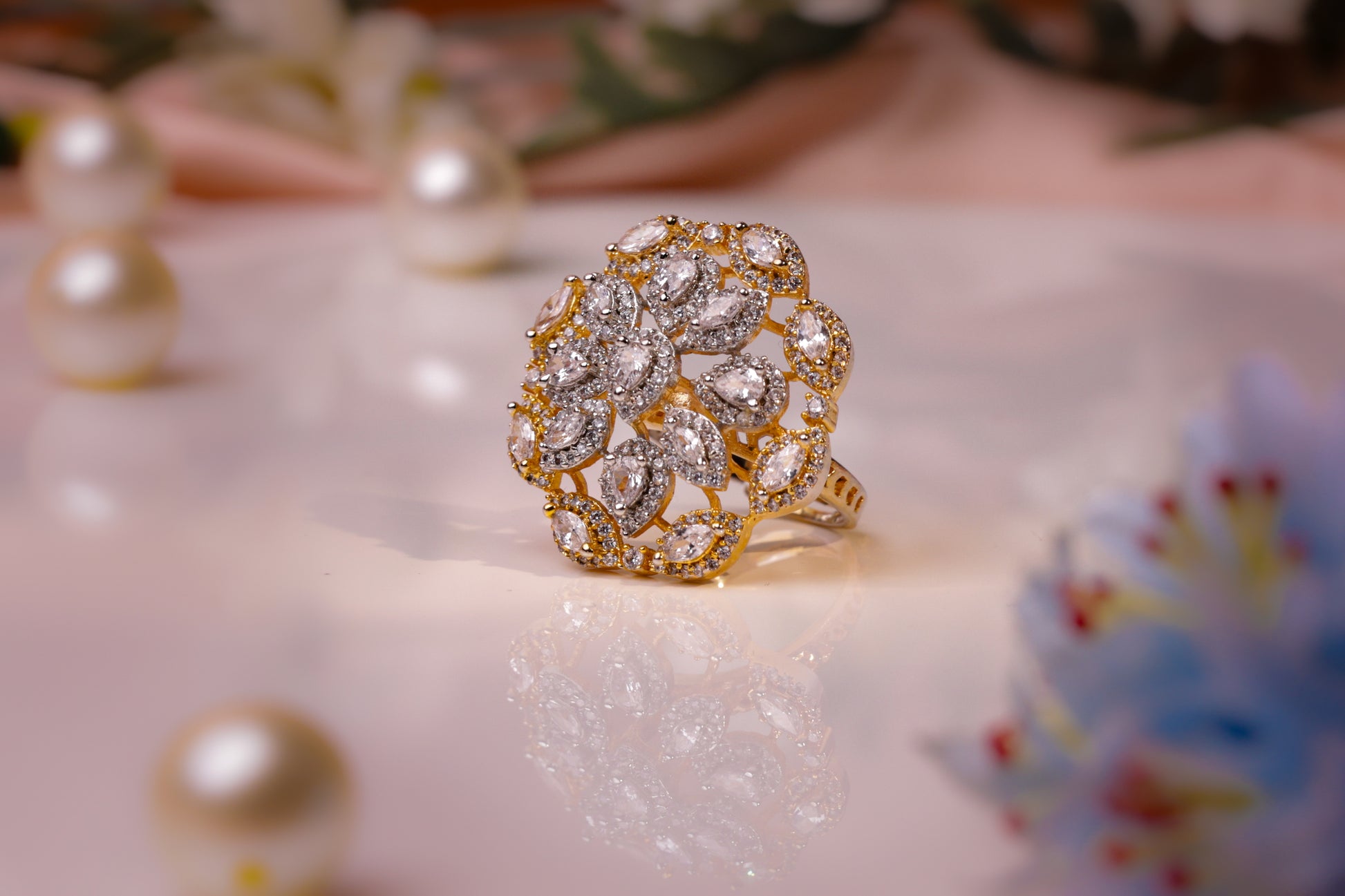 Floral Diamond Cocktail Ring