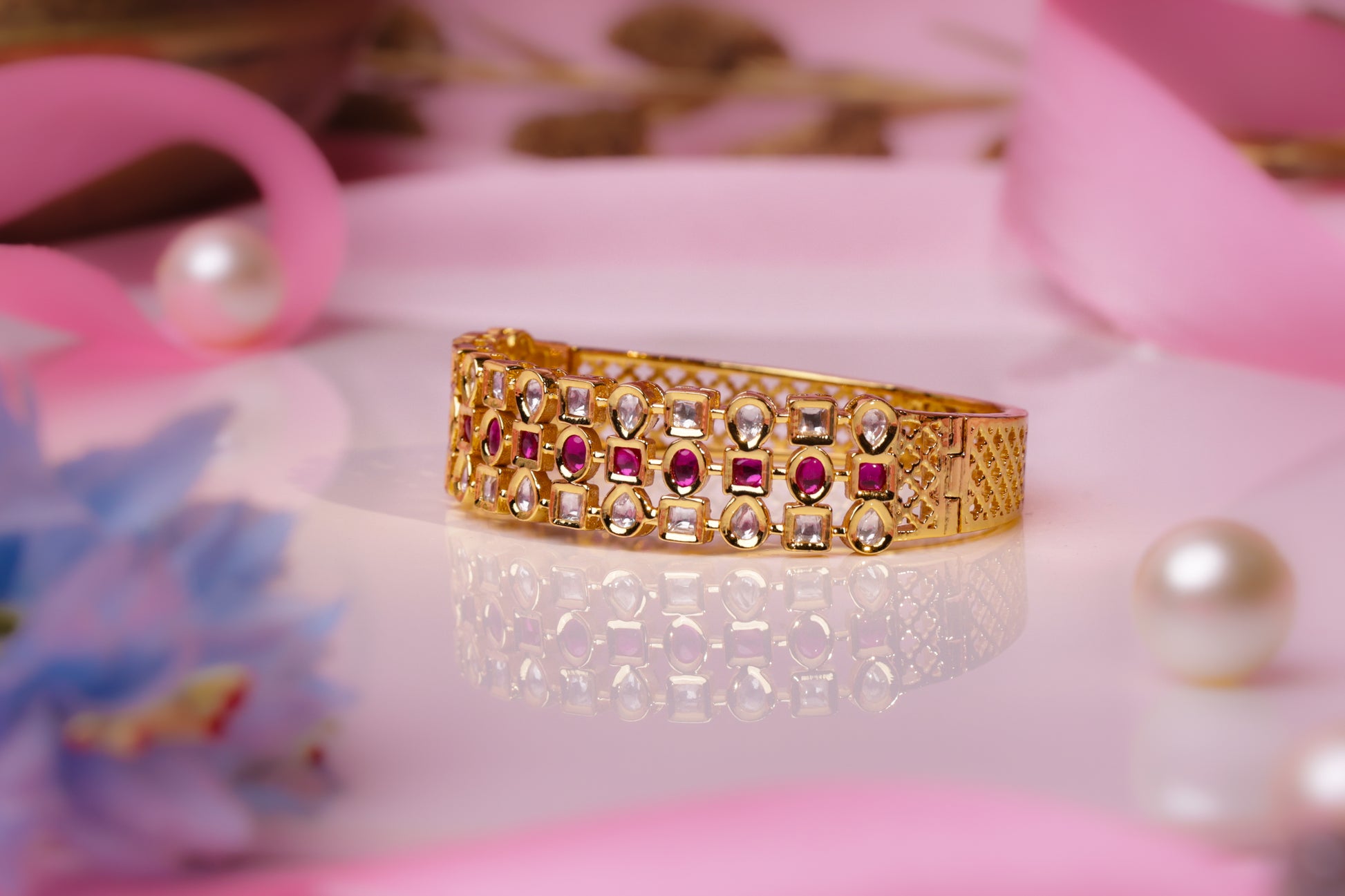 Royal Ruby & Kundan Gold Bangle