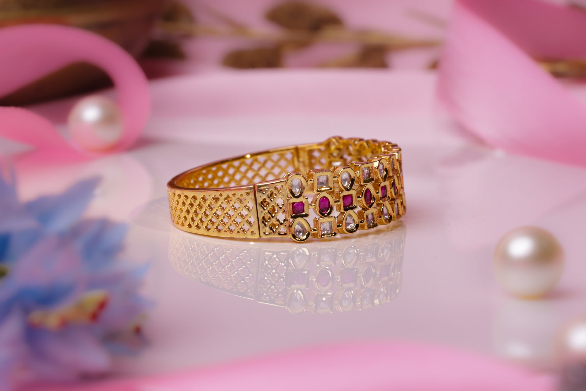Royal Ruby & Kundan Gold Bangle