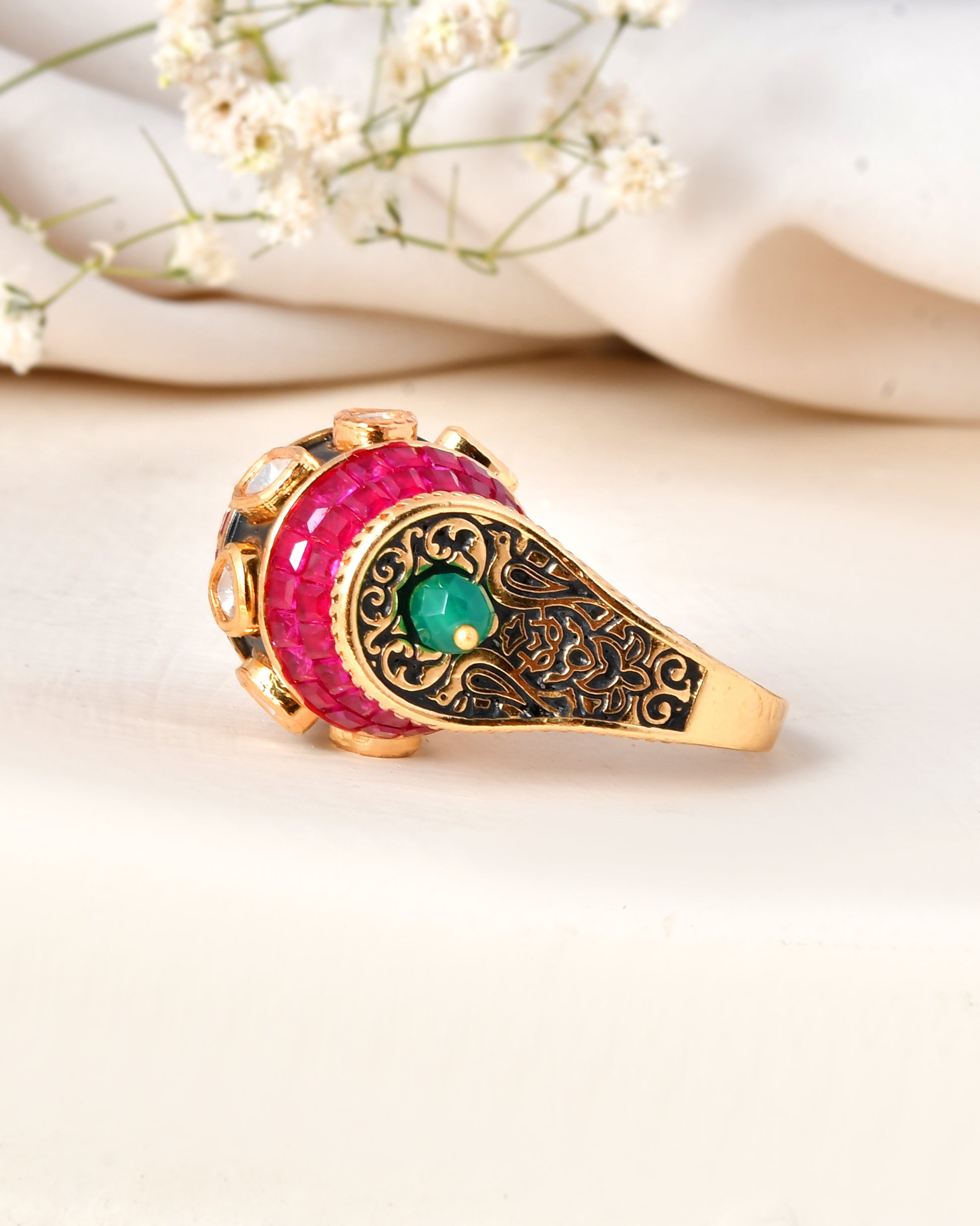 Antique Gold-Plated Statement Ring