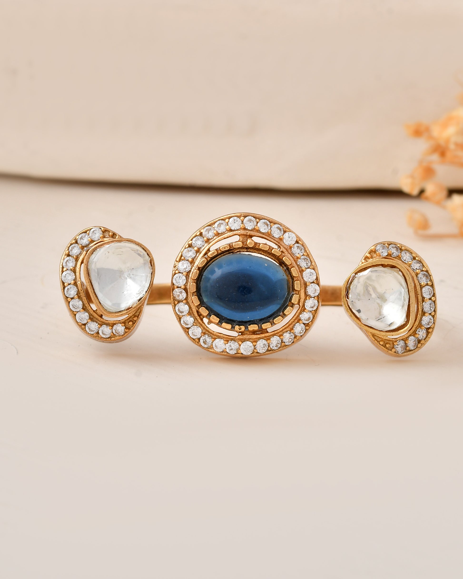 Antique Gold-Plated Triple-Finger Ring