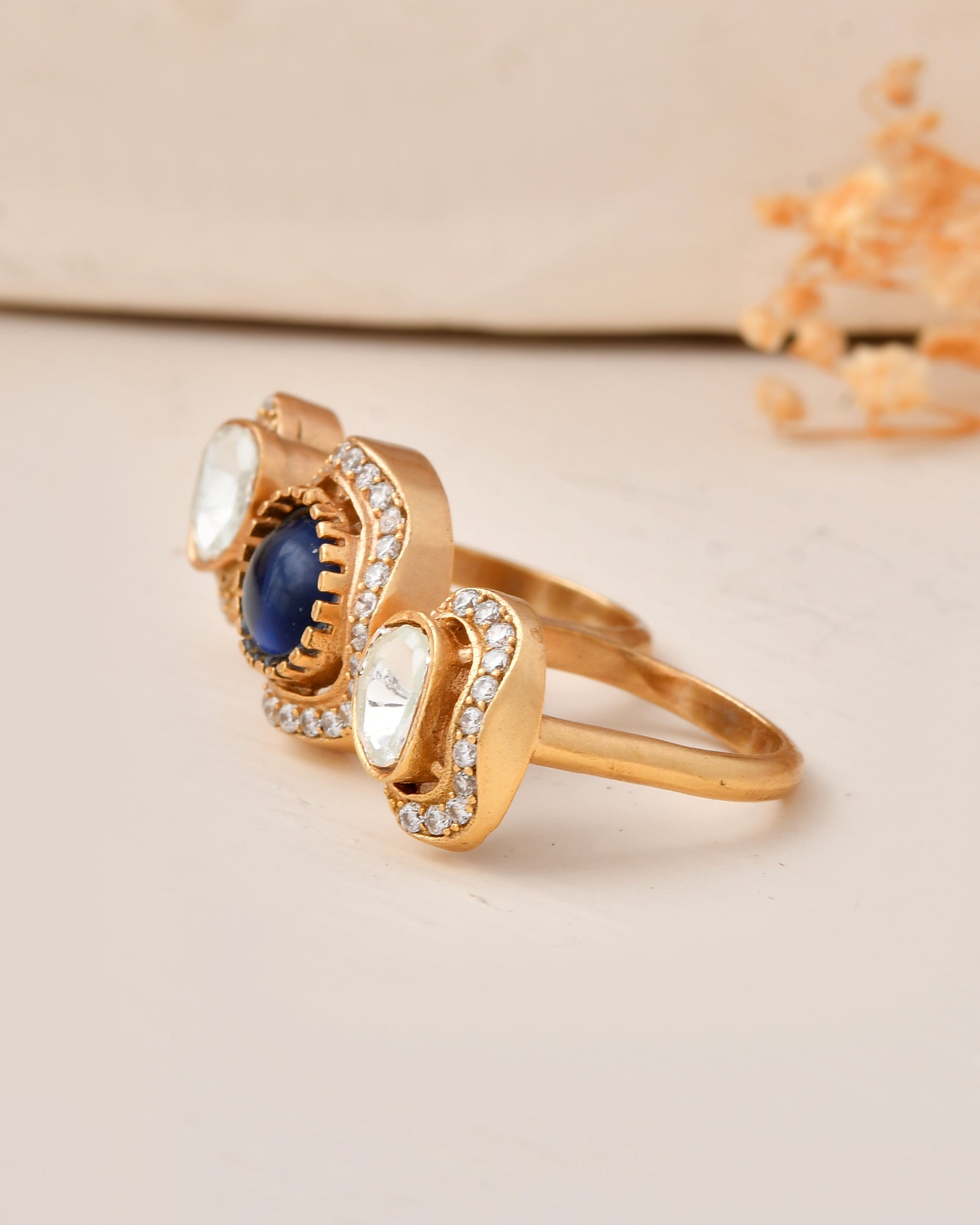 Antique Gold-Plated Triple-Finger Ring