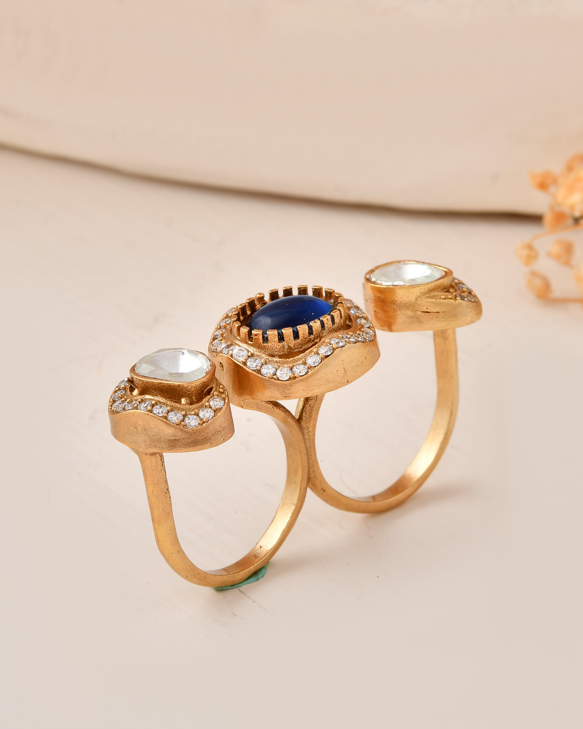 Antique Gold-Plated Triple-Finger Ring