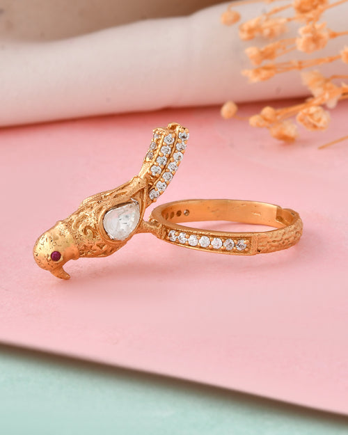 Antique Gold Parrot Design Adjustable Ring