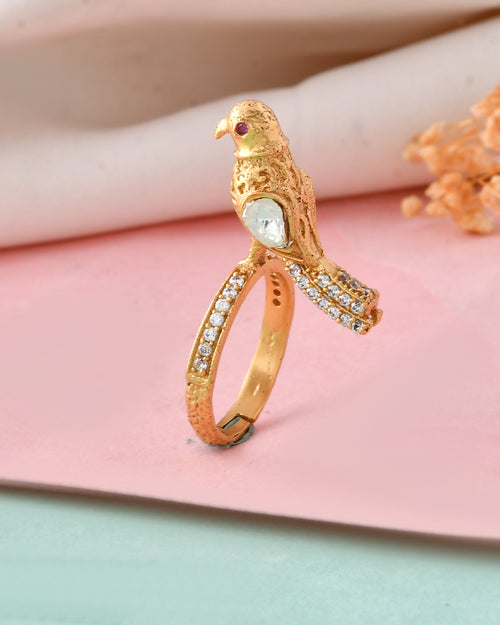 Antique Gold Parrot Design Adjustable Ring