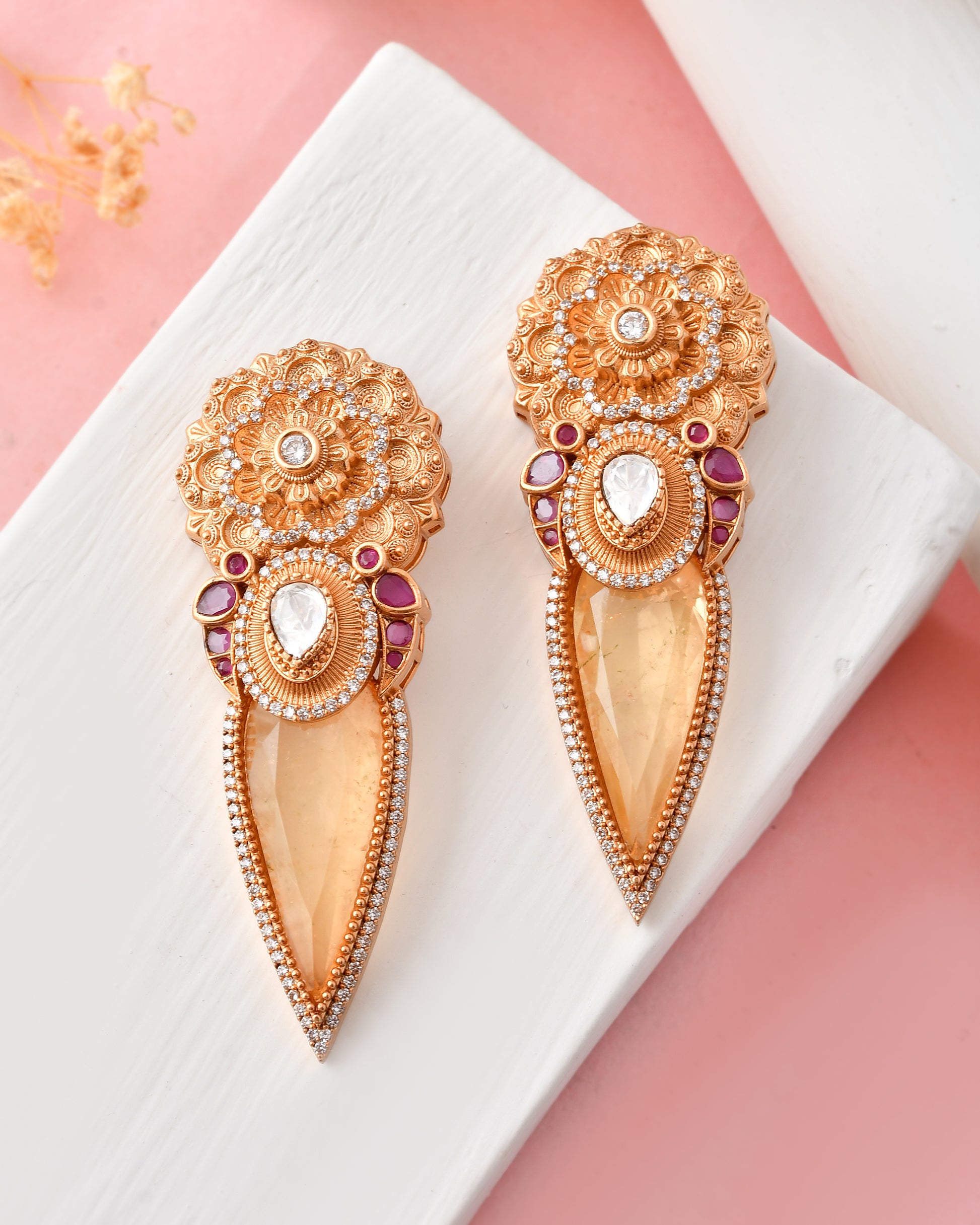 Traditional Gold-Plated Drop Earrings