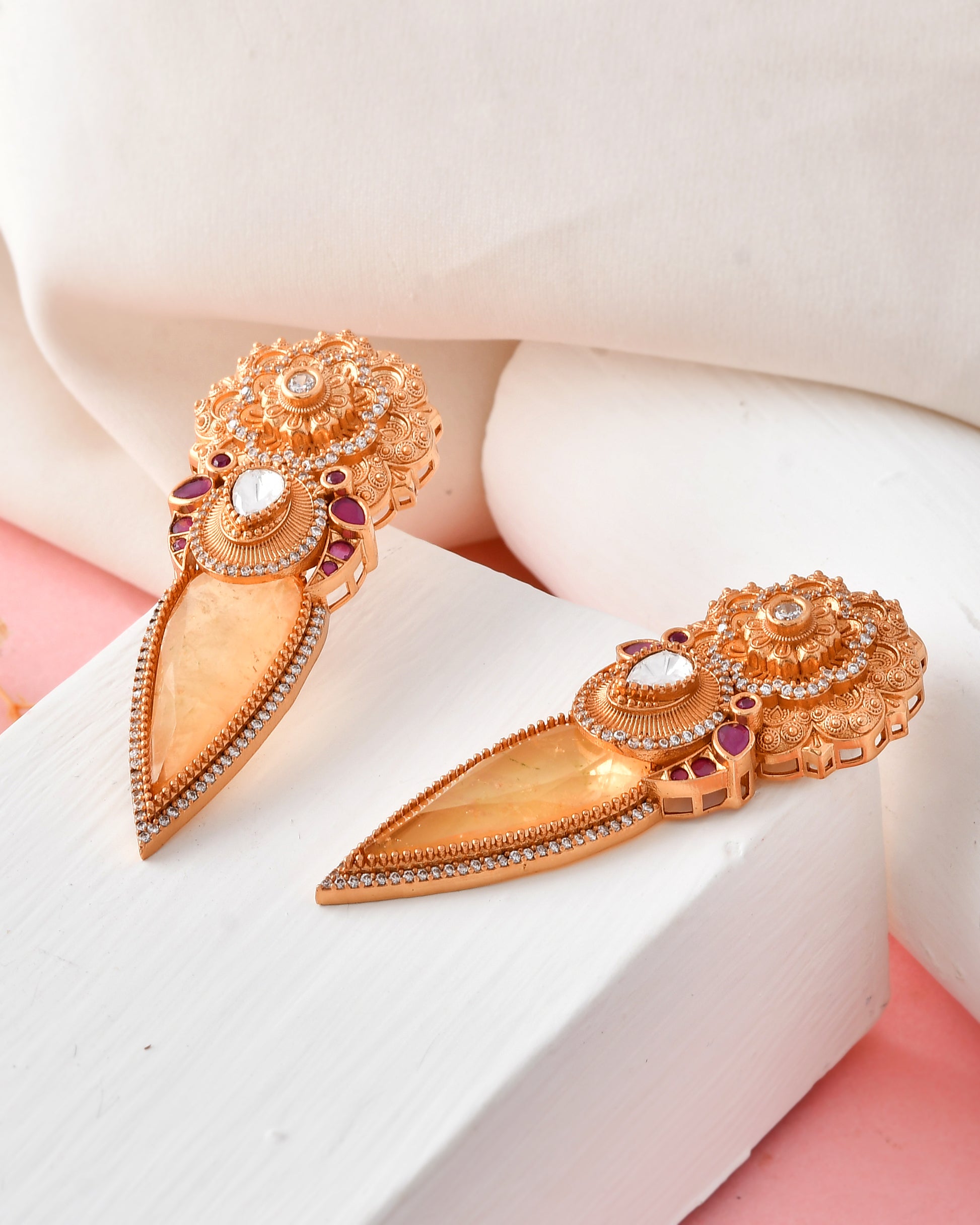 Traditional Gold-Plated Drop Earrings