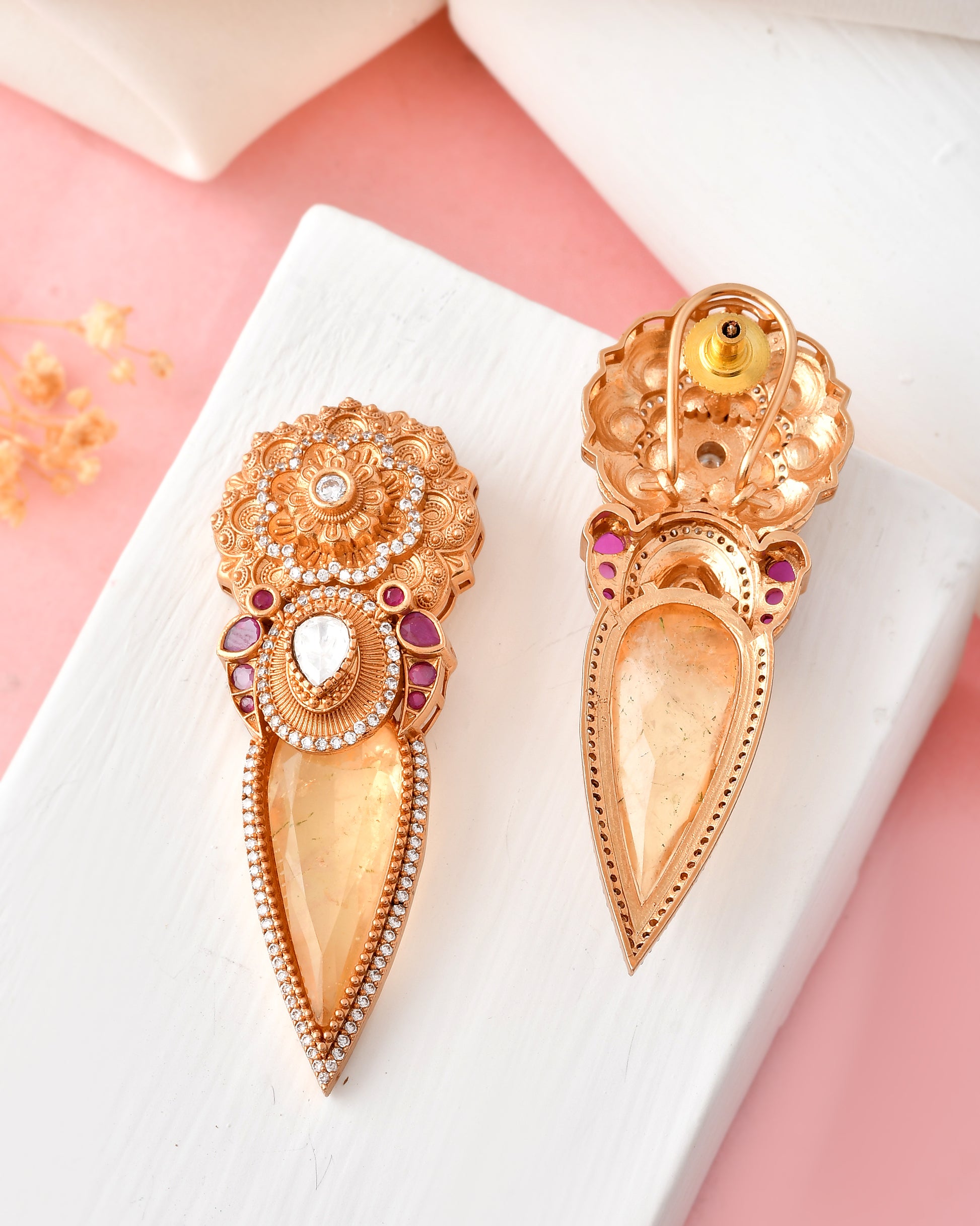 Traditional Gold-Plated Drop Earrings