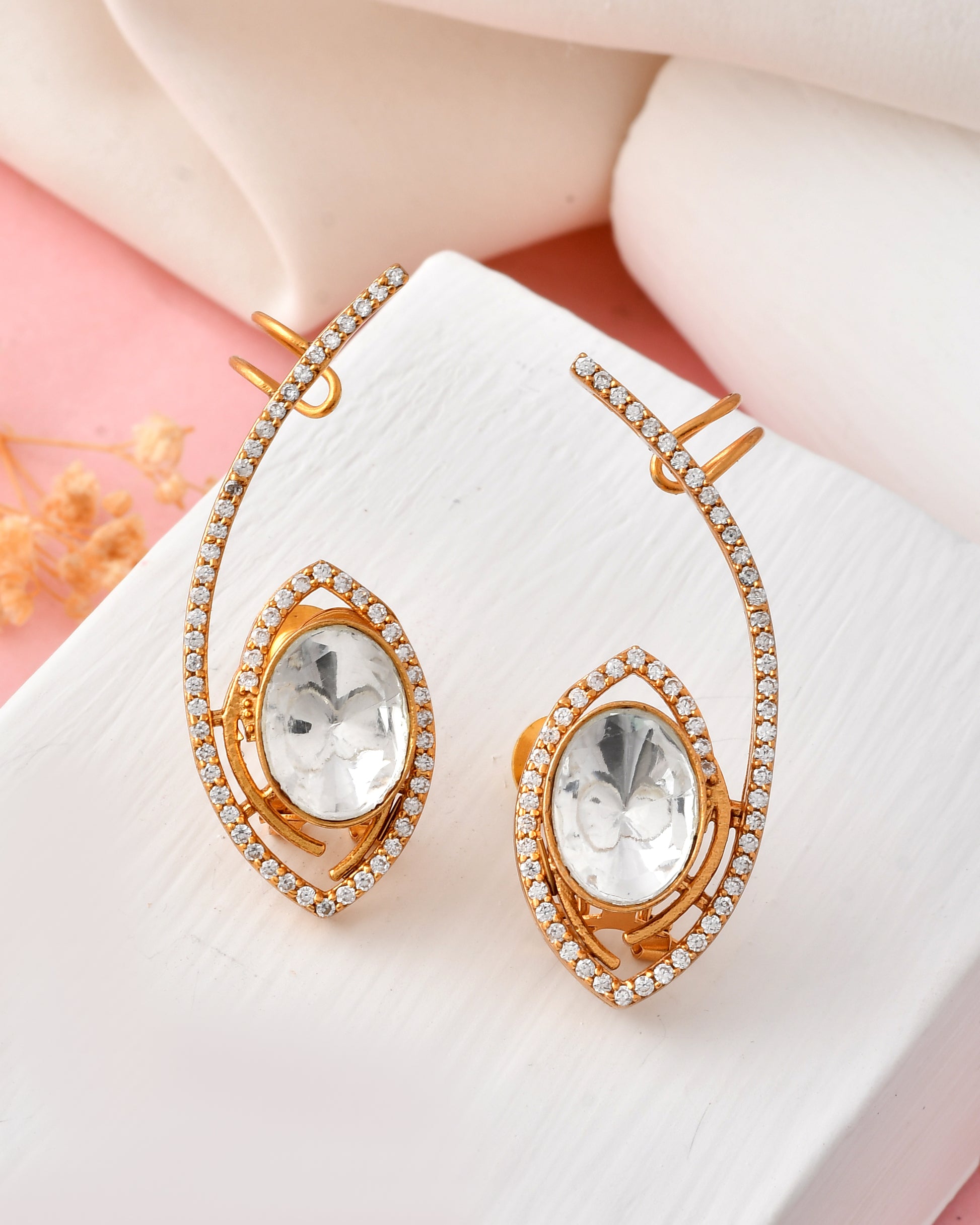 Elegant Gold-Plated Crystal Ear Cuffs