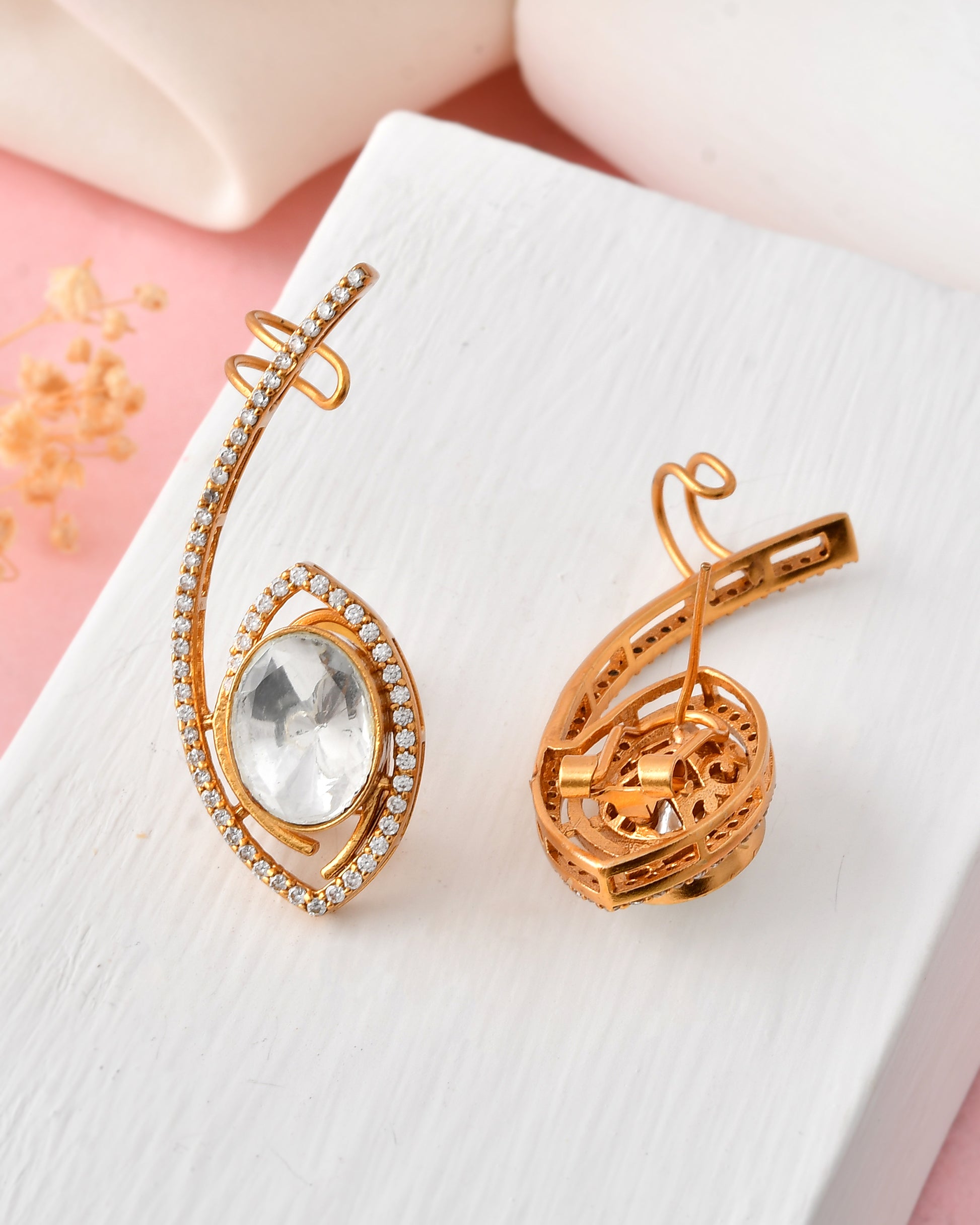 Elegant Gold-Plated Crystal Ear Cuffs