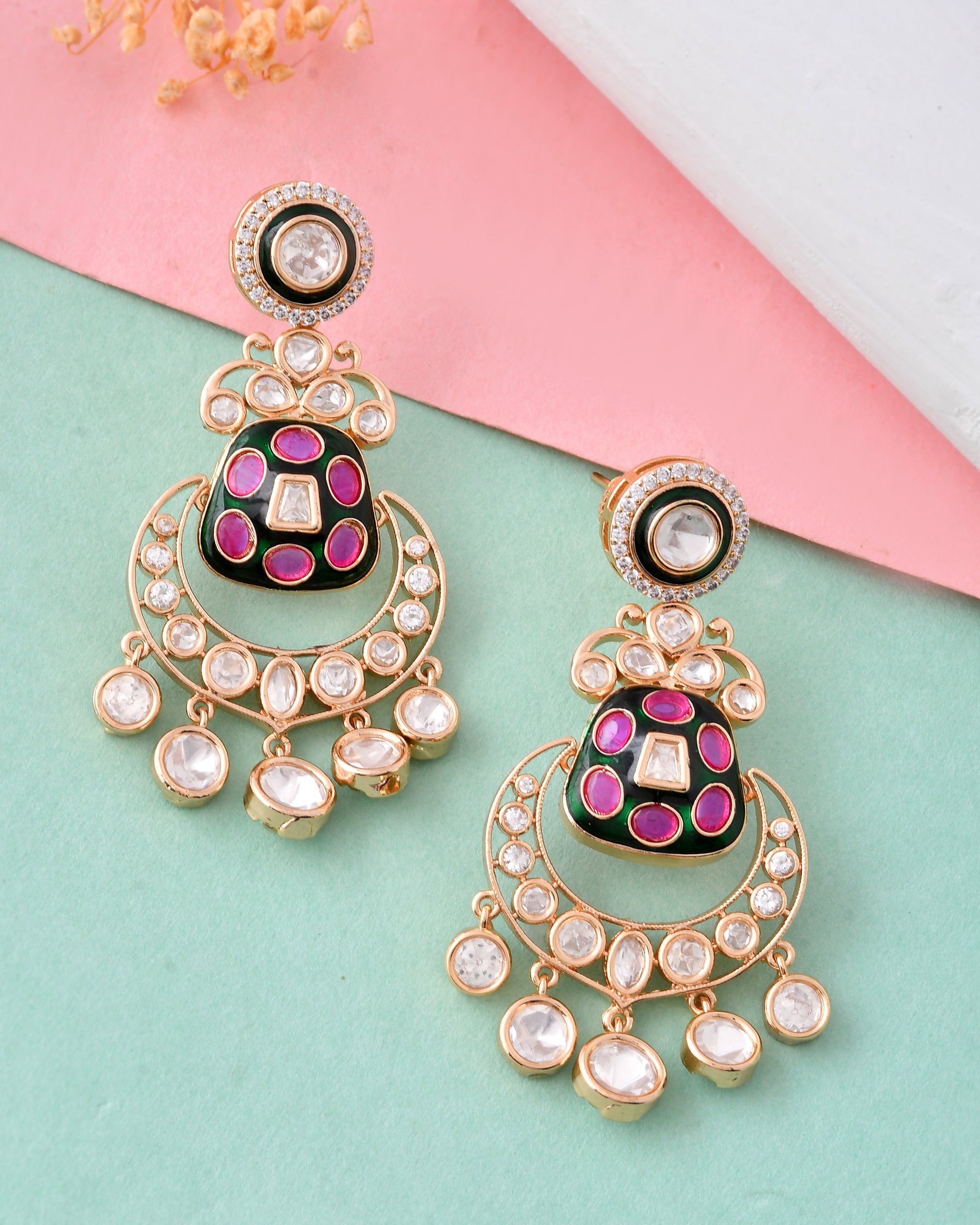 Statement Kundan Chandbali Earrings