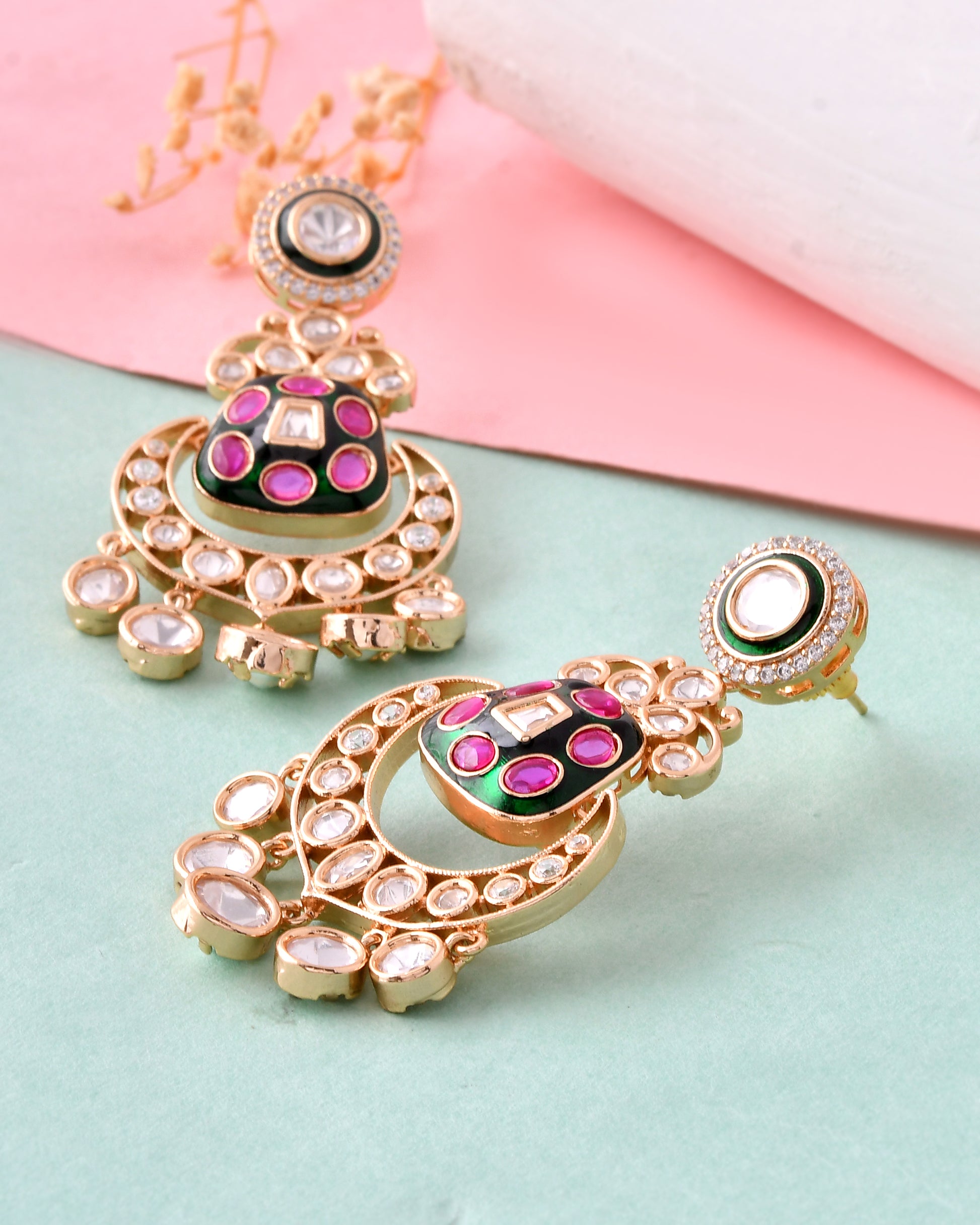 Statement Kundan Chandbali Earrings