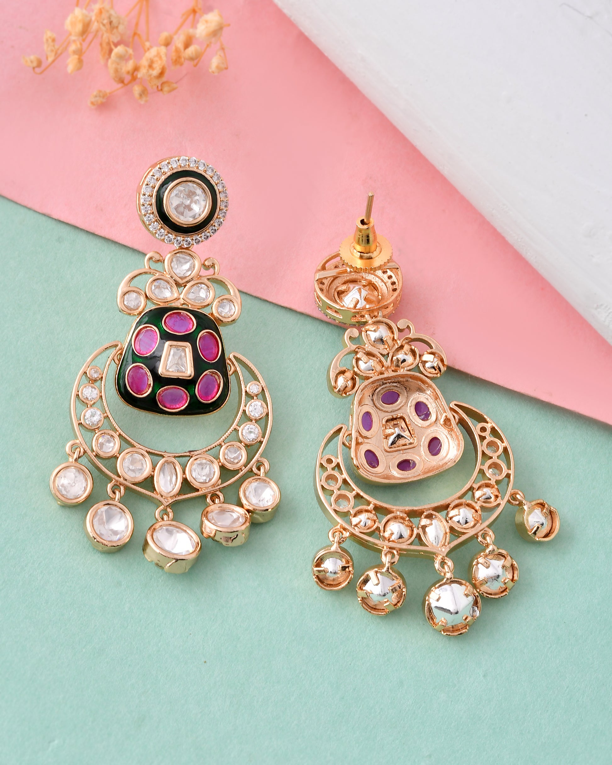Statement Kundan Chandbali Earrings