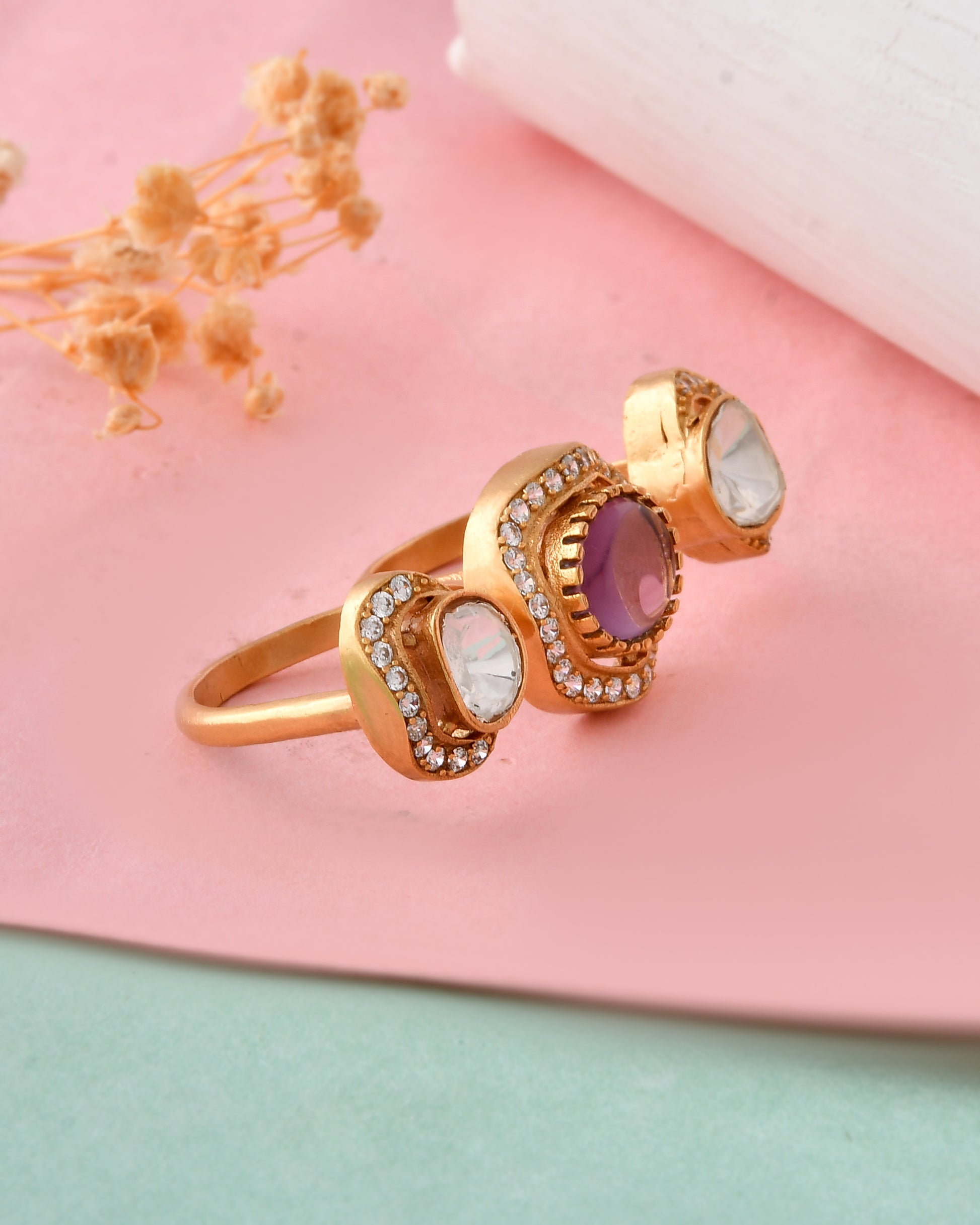 Elegant Gold-Plated Adjustable Ring