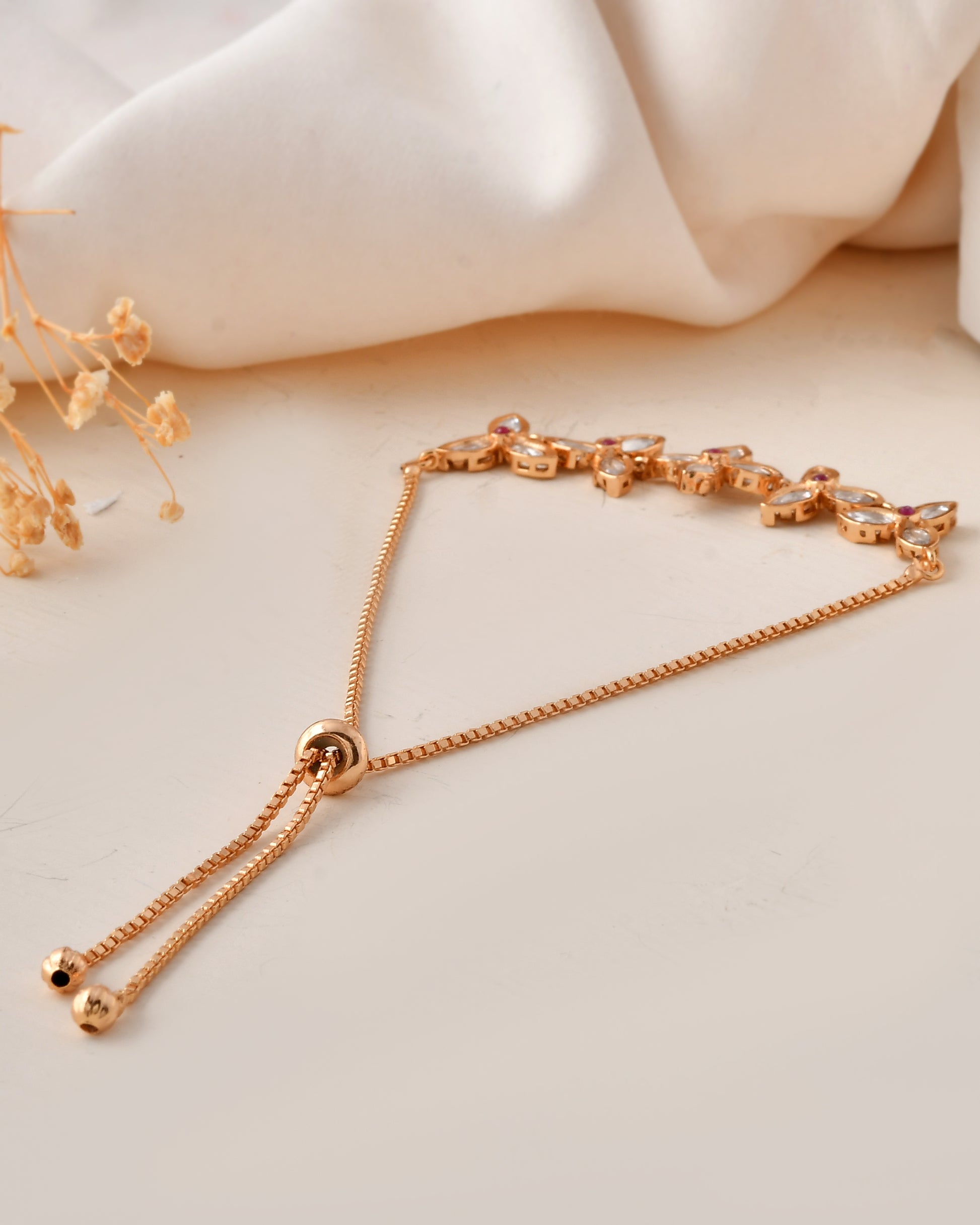 Floral Kundan Adjustable Bracelet