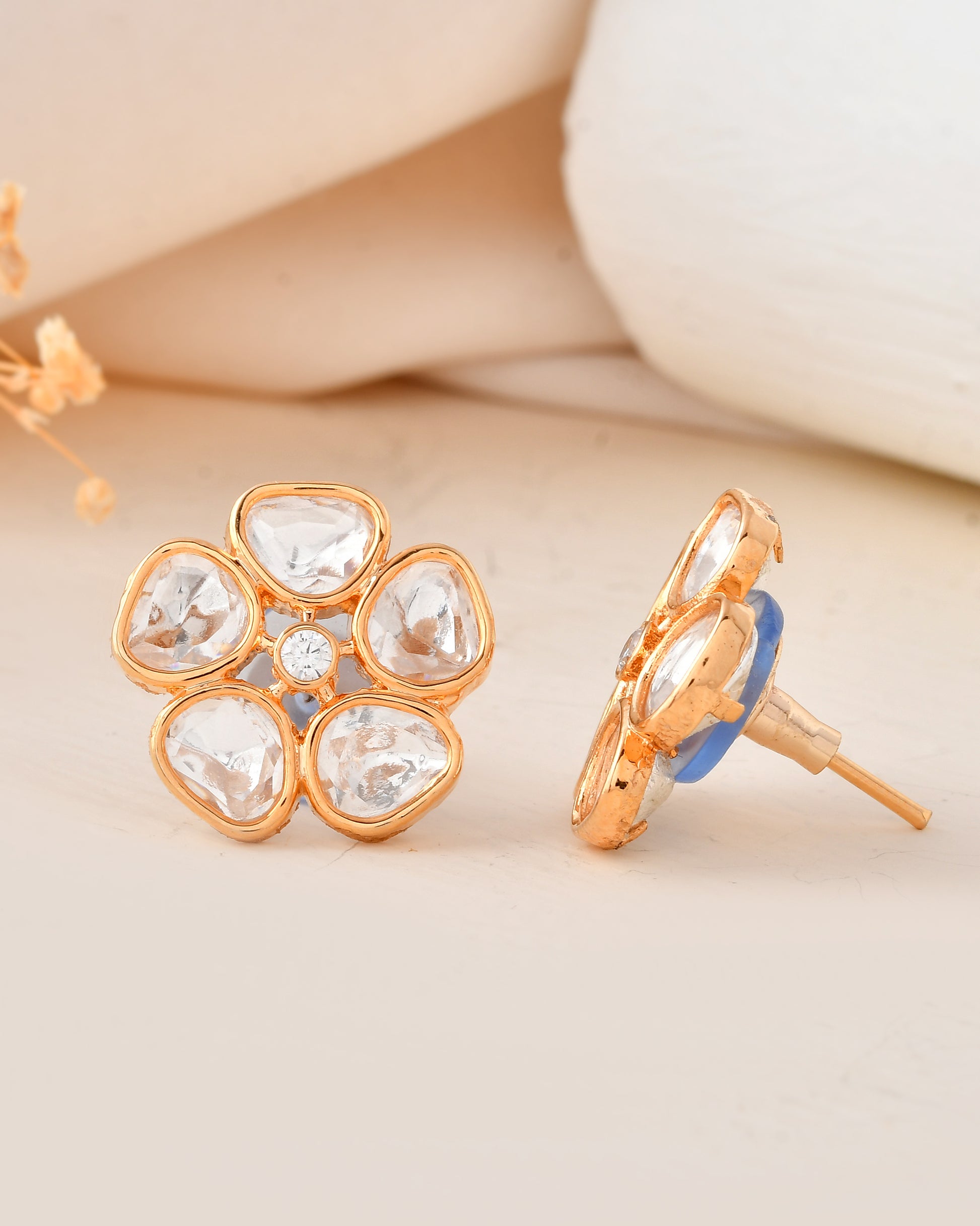 Floral Gold-Tone Pendant & Earring