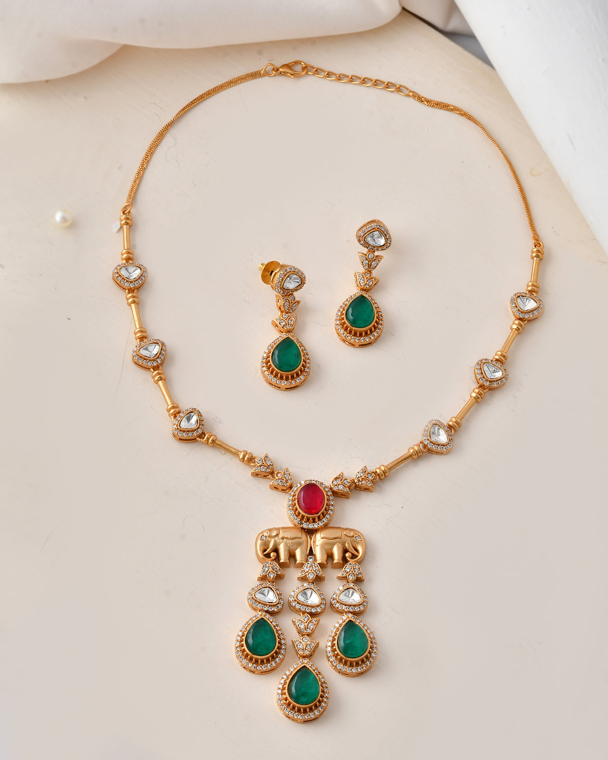 Traditional Elephant Motif Necklace Set