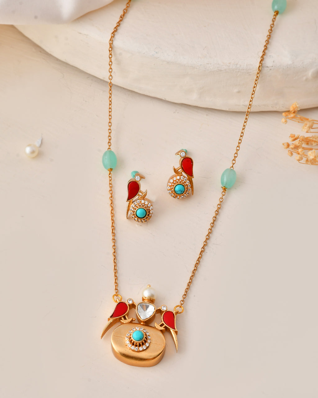Whimsical Bird Motif Necklace Set