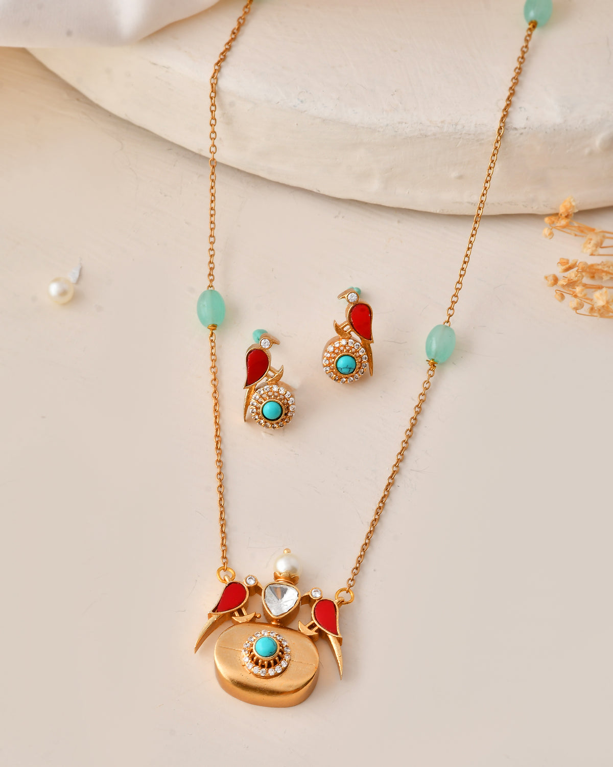 Whimsical Bird Motif Necklace Set