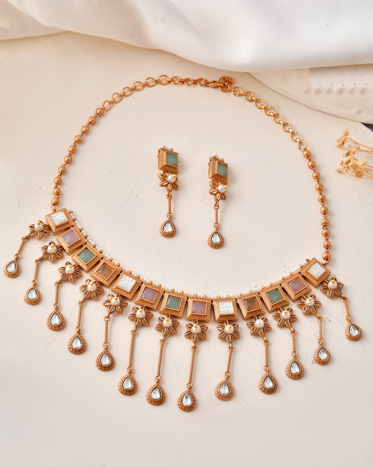 Statement Multicolor Kundan Choker Necklace Set
