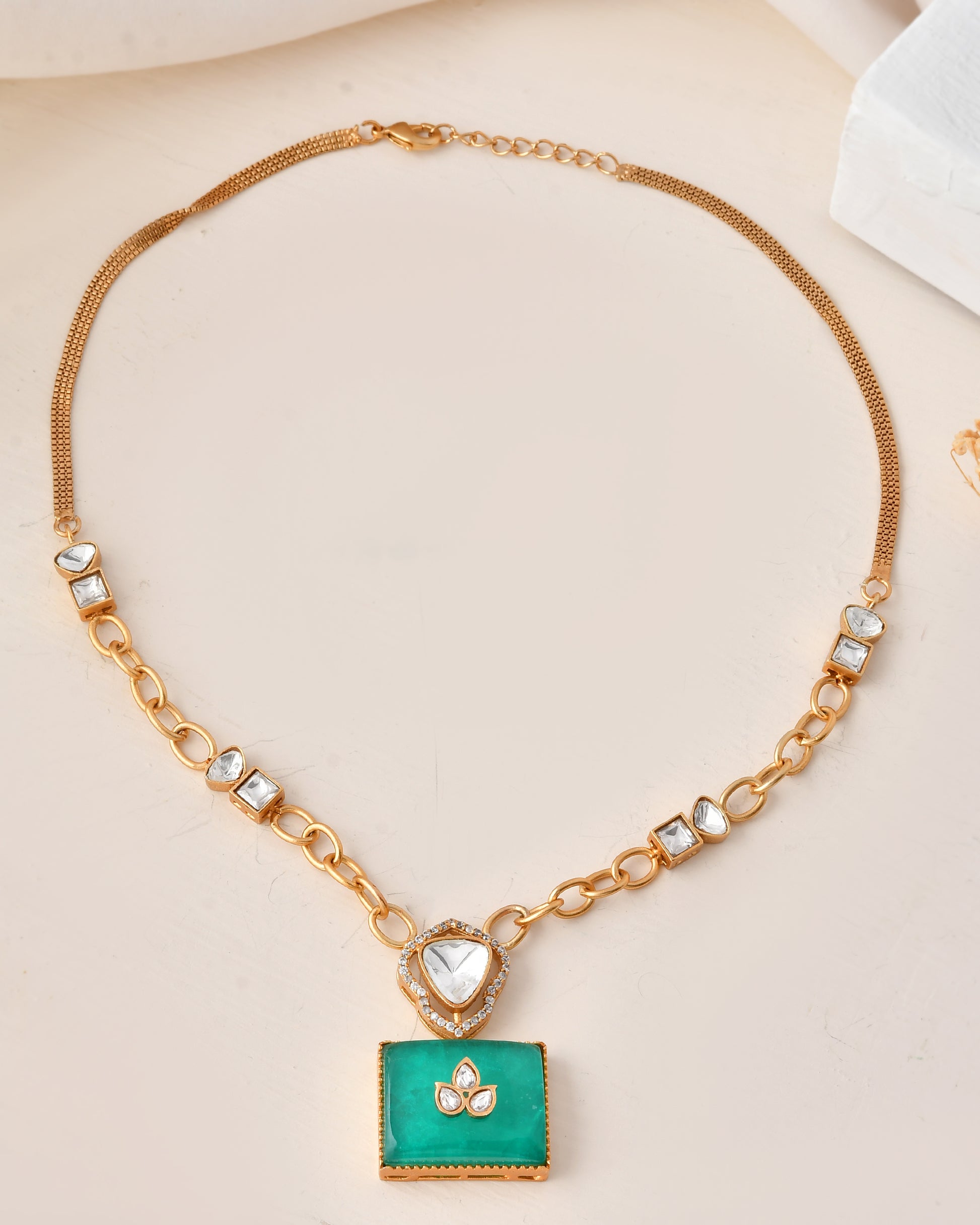 Green Rectangle Pendant Set