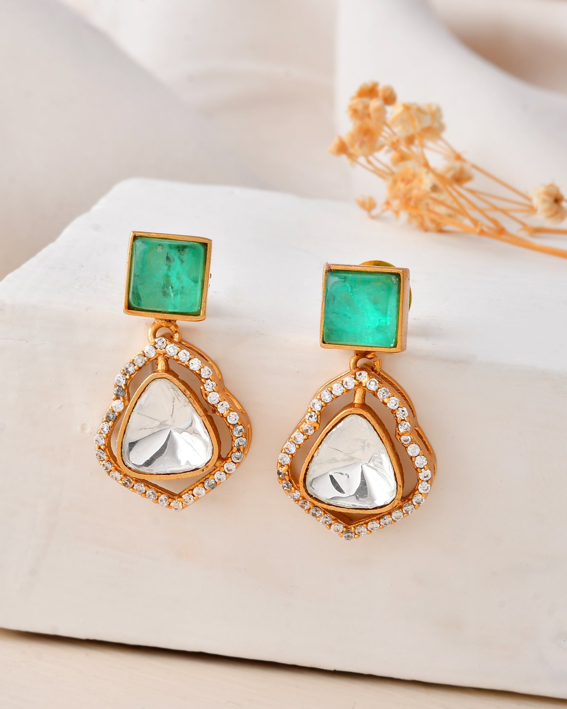 Green Rectangle Pendant Set